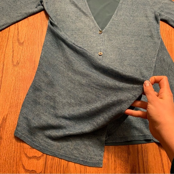 Eileen Fisher Linen Button Up Asymmetrical Cardigan Sweater with Silk Tank Top - Picture 4 of 16